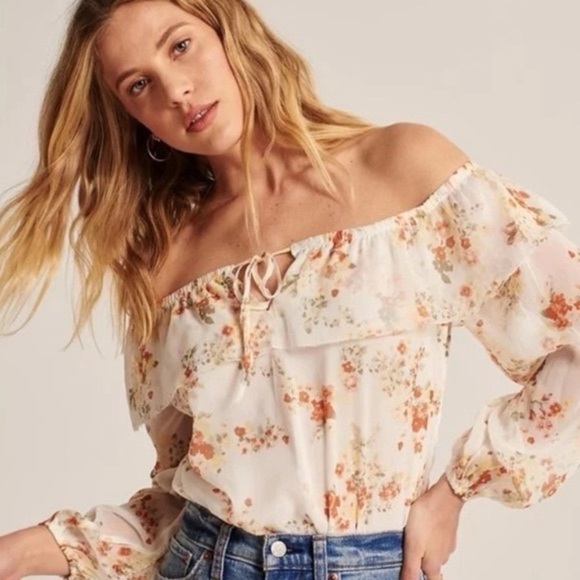 Abercrombie & Fitch Tops - Abercrombie & Fitch Off the Shoulder Floral Bodysuit - Size L